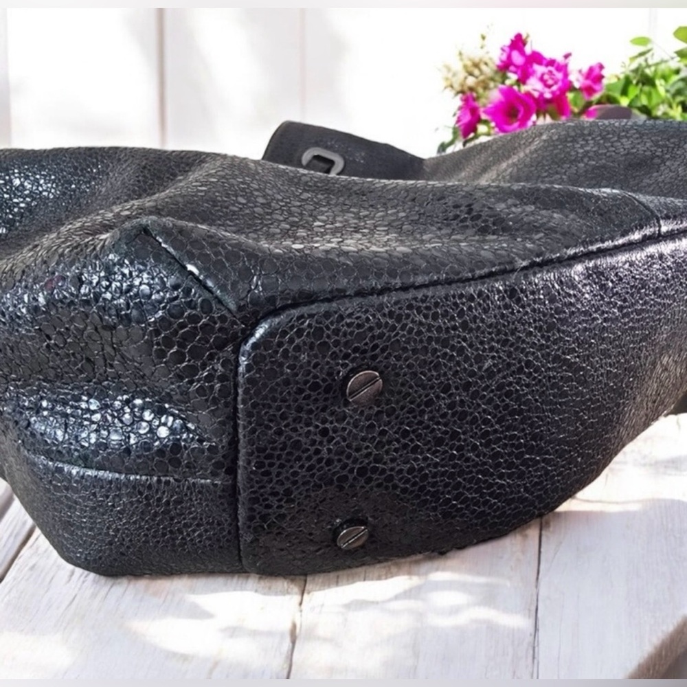 EUC Tory Burch Large Natalya Hobo Black Leather Snake/Bag - Picture 7 of 11